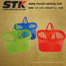 Plástico moldes domésticos, cesta de compras de plástico, cesta de alças dupla colorido